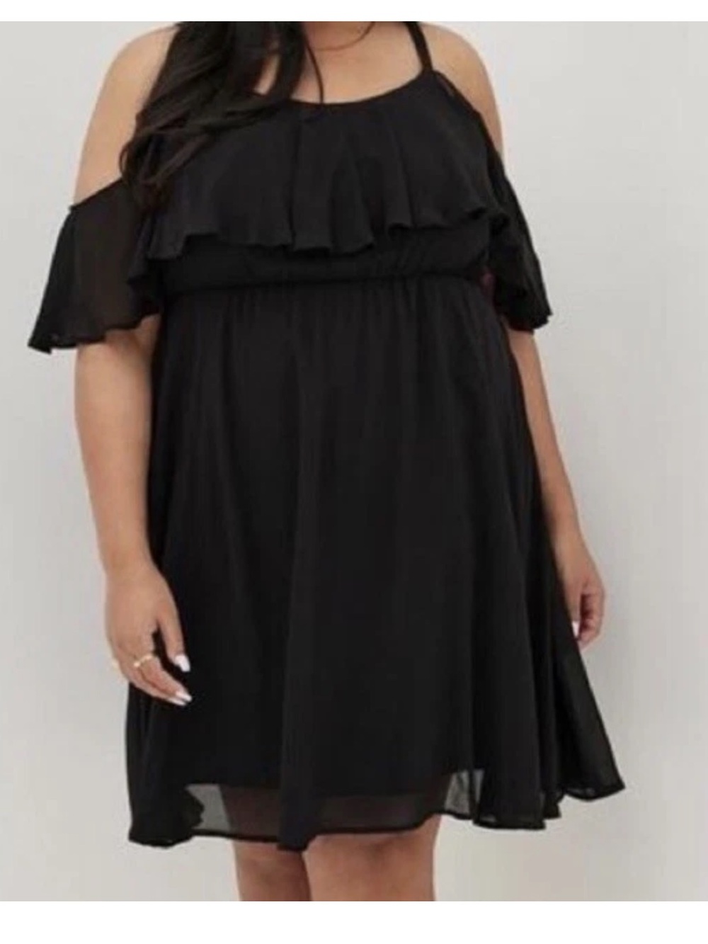 TORRID Black Cold-Shoulder Ruffle Dress | 14 - Picture 6 of 12